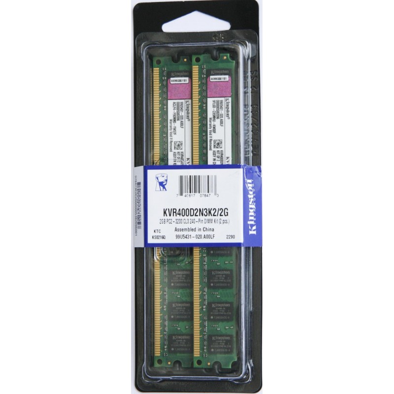 KINGSTON 2GB (2x 1GB) DDR2 PC2-3200 400MHz Desktop Memory Ram New