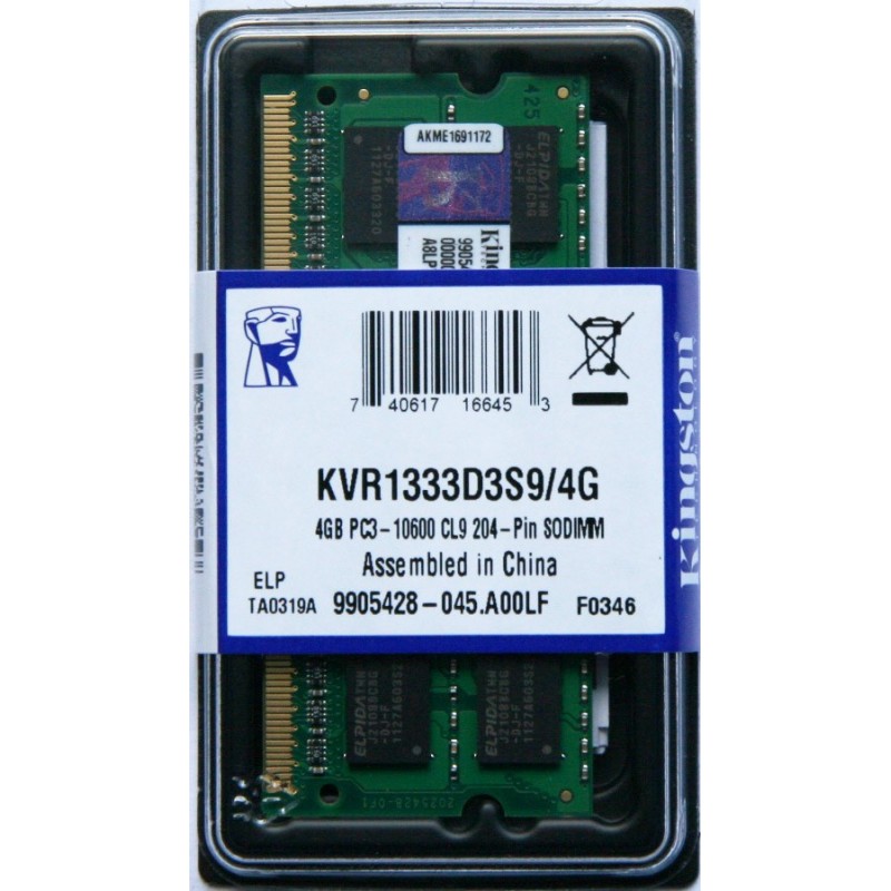 Kingston 4GB DDR3 PC3-10600 1333MHz Laptop MacBook iMac Memory