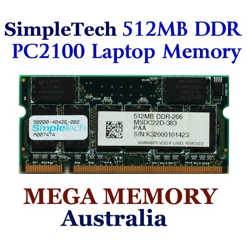 SimpleTech 512MB PC2100 DDR 266mhz Notebook Memory