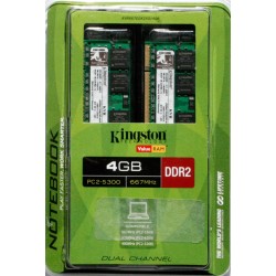 New Kingston 2x2GB (4GB) PC2-5300 DDR2 667MHz Laptop memory Ram KVR667D2k2SO/4GR