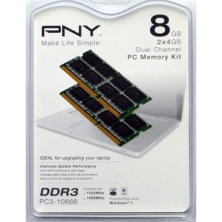Brand New PNY 8GB (2x4GB) DDR3 PC3-10666 1333MHz Laptop MacBook iMac Memory