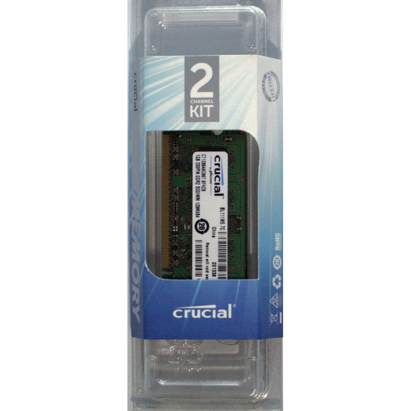 New Crucial 2GB (2x1GB) PC2-5300 DDR2 667MHz Laptop memory Ram CT12864AC667