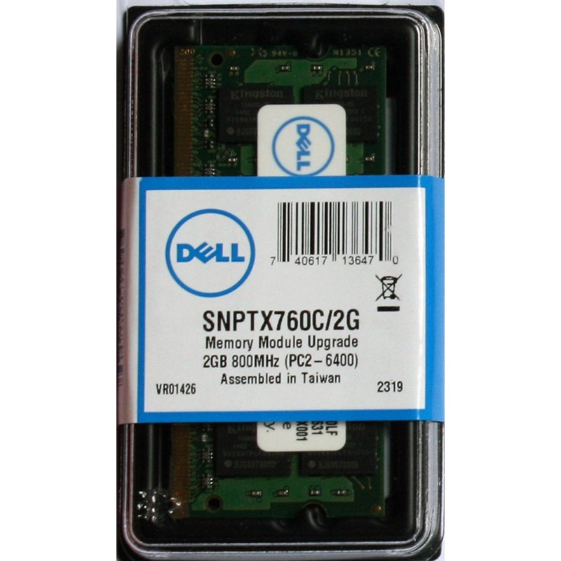 Brand New DELL 2GB DDR2 PC2-6400 800MHz Notebook Memory for Mac and Windows SNPTX760C/2G