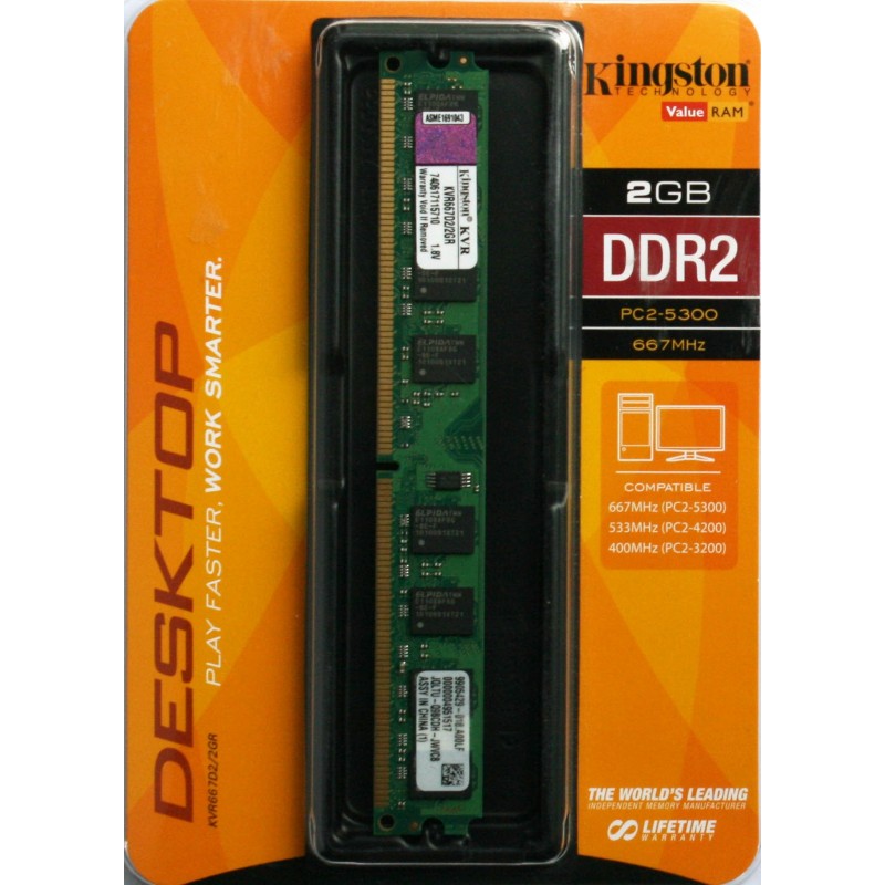 NEW Kingston 2GB DDR2 PC2-5300 667MHz Desktop Memory Ram KVR667D2/2GR