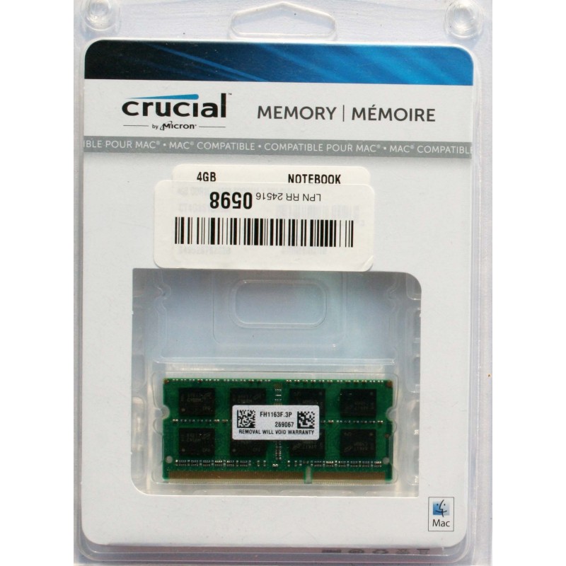 New Crucial 4GB DDR3L PC3-10600 1333MHz Laptop MacBook iMac Memory CT4G3S1339M