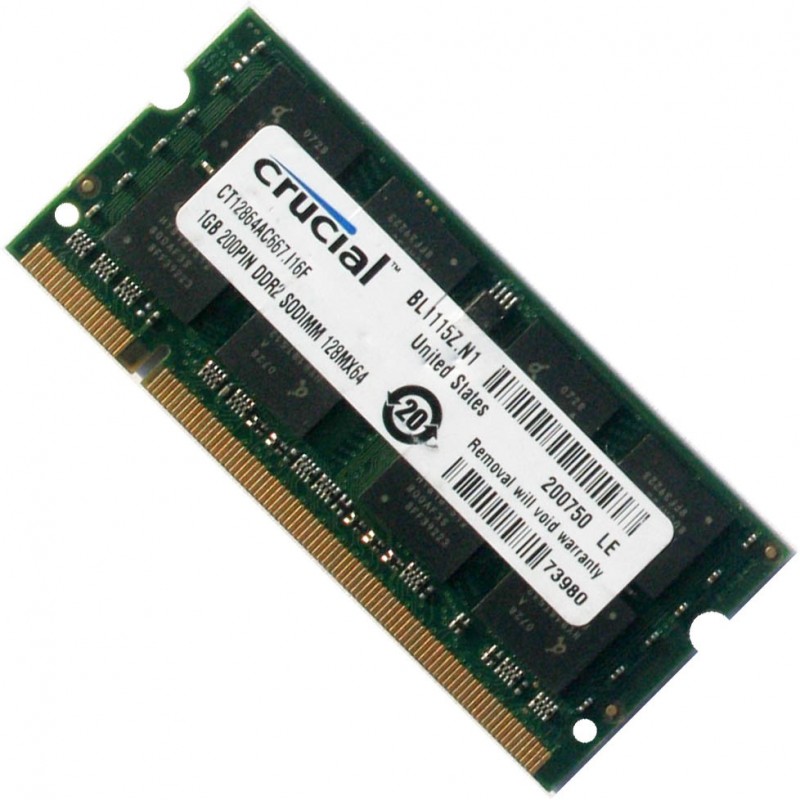 CRUCIAL 1GB PC2-5300 DDR2 667MHz Laptop memory Ram CT12864AC667